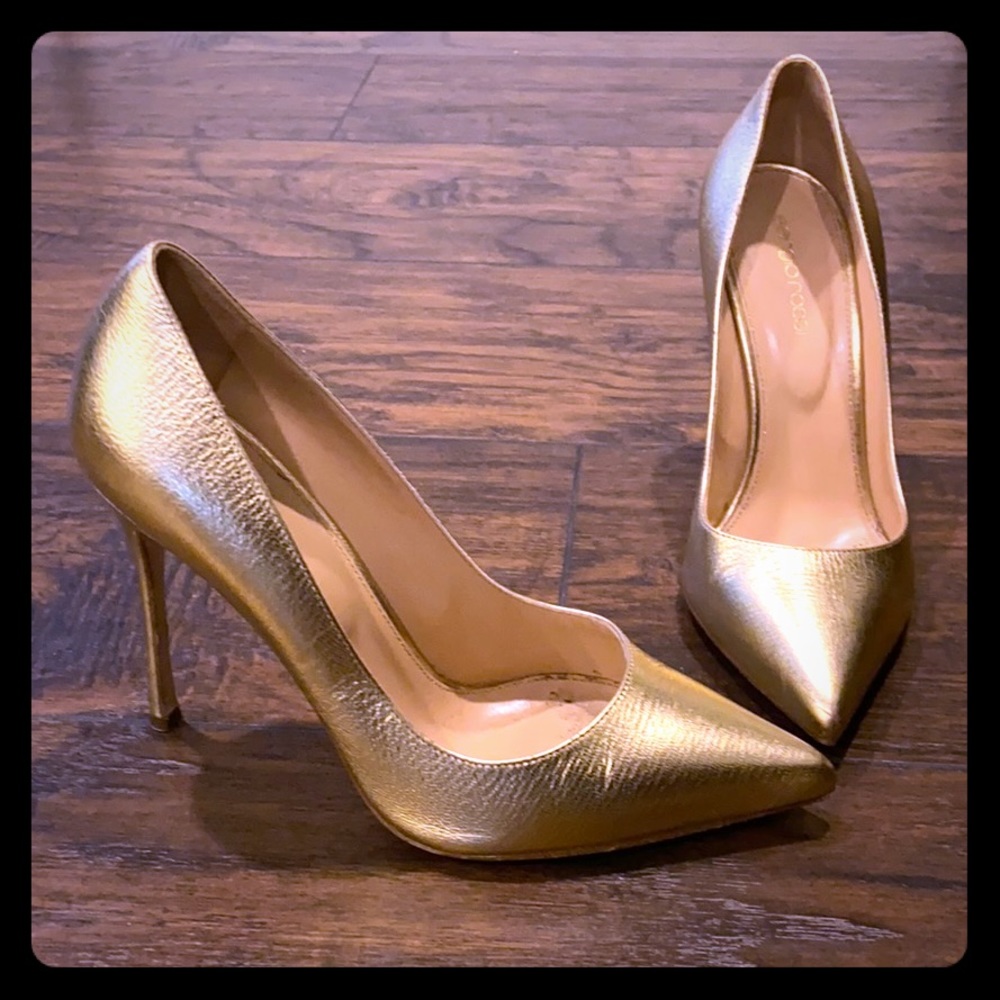 ❌ CONSIGNED🤑 Sergio Rossi Metallic Cracked Leathe